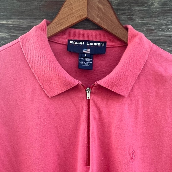 Ralph Lauren Blue Label Short Sleeve Polo Shirt Zipper Neck, Pink |L - Picture 5 of 10